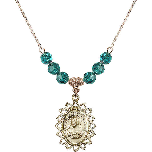 14kt Gold Filled Scapular Birthstone Necklace with Zircon Beads - 1619