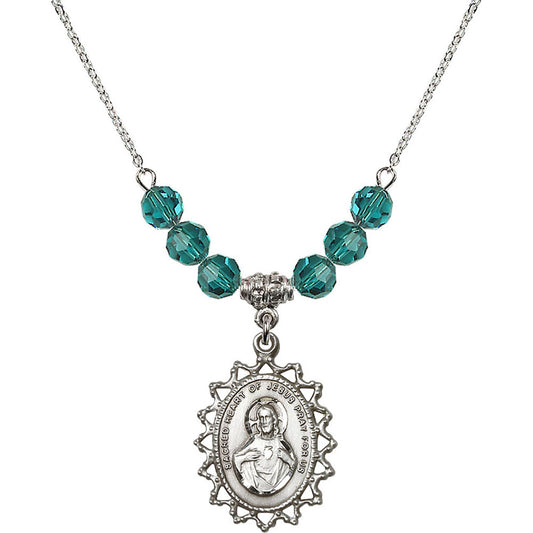 Sterling Silver Scapular Birthstone Necklace with Zircon Beads - 1619
