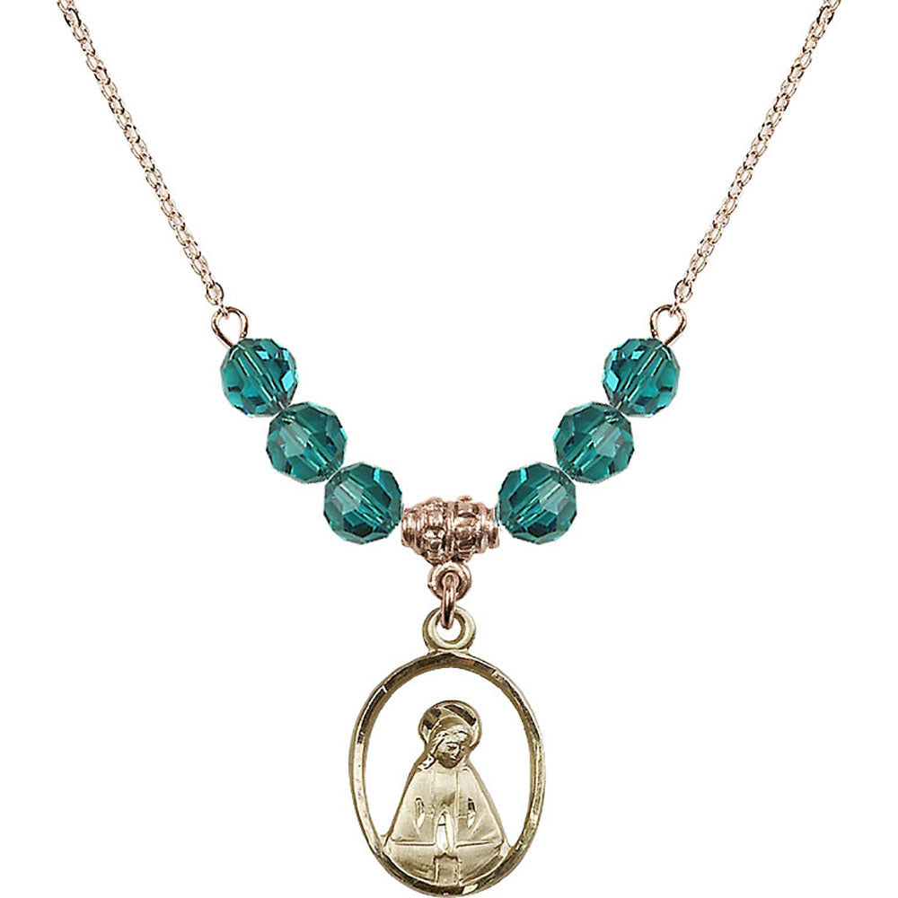 14kt Gold Filled Madonna Birthstone Necklace with Zircon Beads - 1626