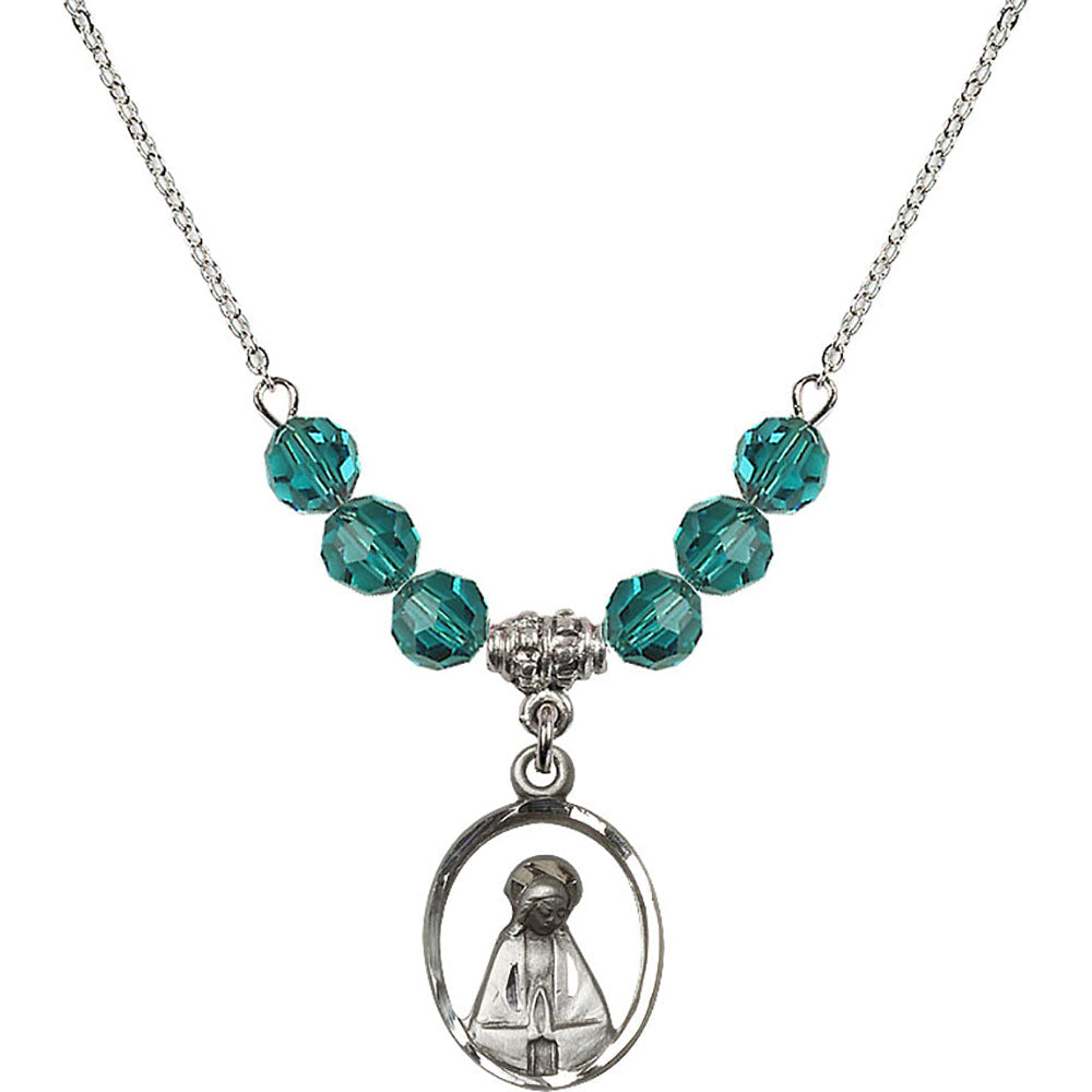 Sterling Silver Madonna Birthstone Necklace with Zircon Beads - 1626