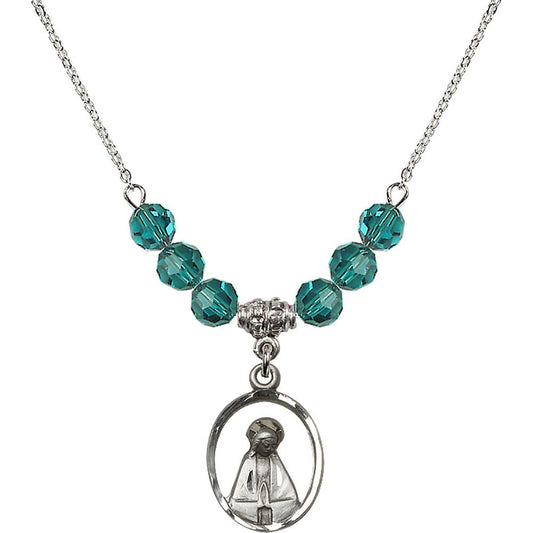 Sterling Silver Madonna Birthstone Necklace with Zircon Beads - 1626
