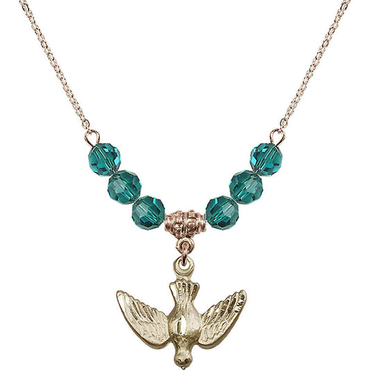 14kt Gold Filled Holy Spirit Birthstone Necklace with Zircon Beads - 1628