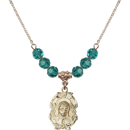 14kt Gold Filled Madonna Birthstone Necklace with Zircon Beads - 1647