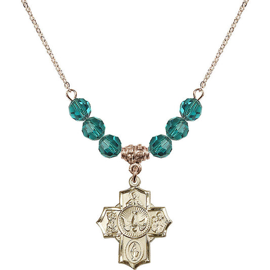 14kt Gold Filled 5-Way Birthstone Necklace with Zircon Beads - 2090