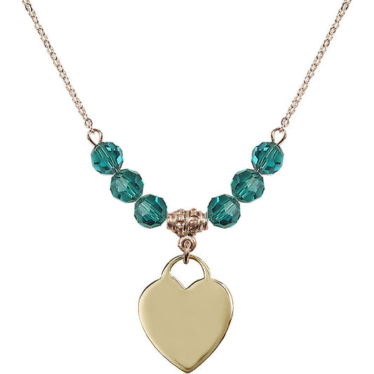 14kt Gold Filled Heart Birthstone Necklace with Zircon Beads - 3200