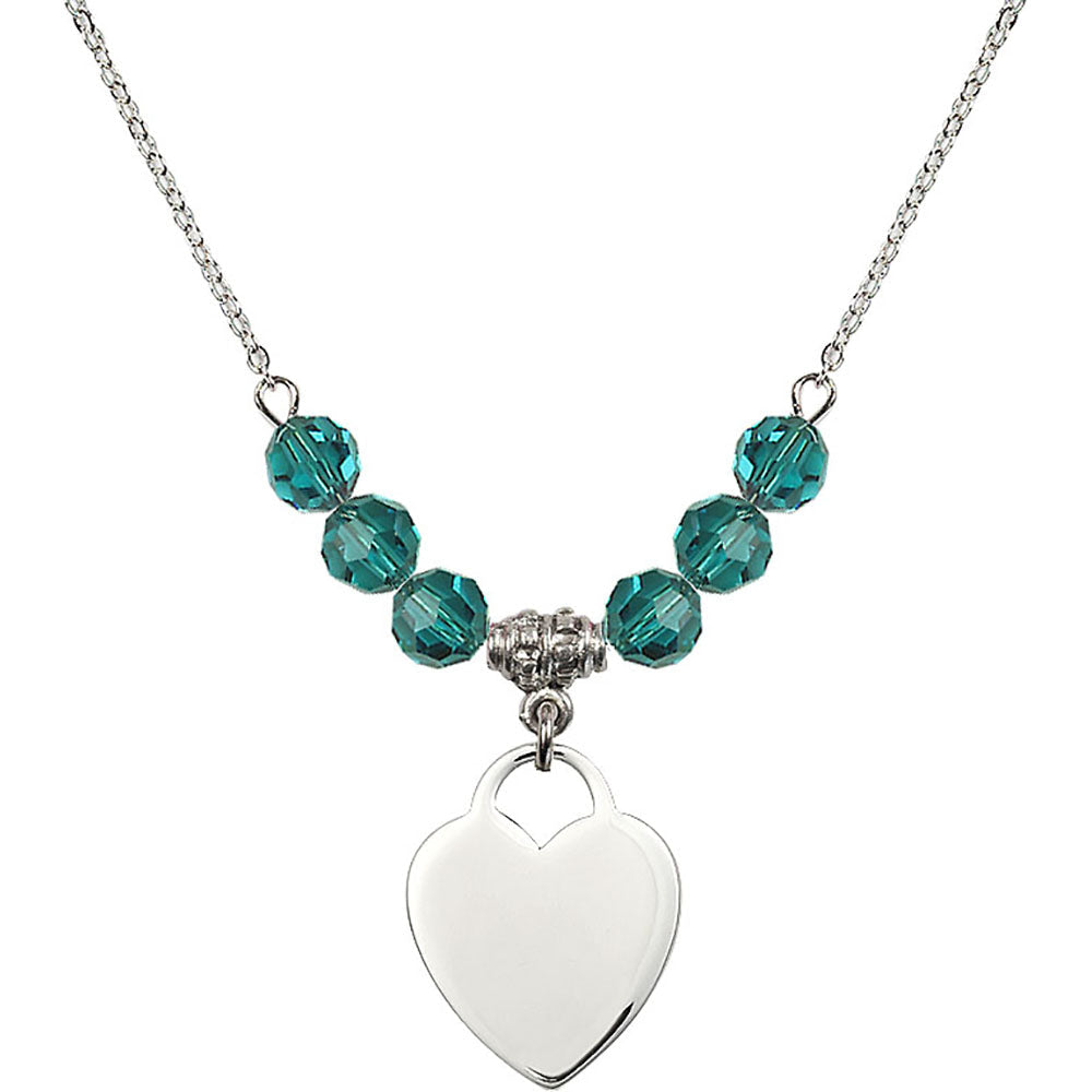 Sterling Silver Heart Birthstone Necklace with Zircon Beads - 3200