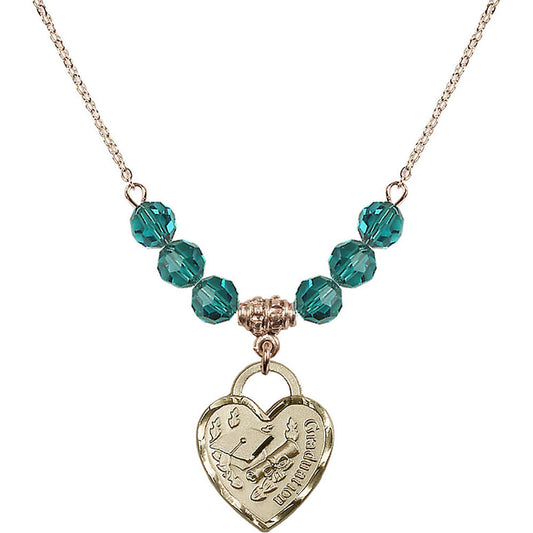 14kt Gold Filled Graduation Heart Birthstone Necklace with Zircon Beads - 3206