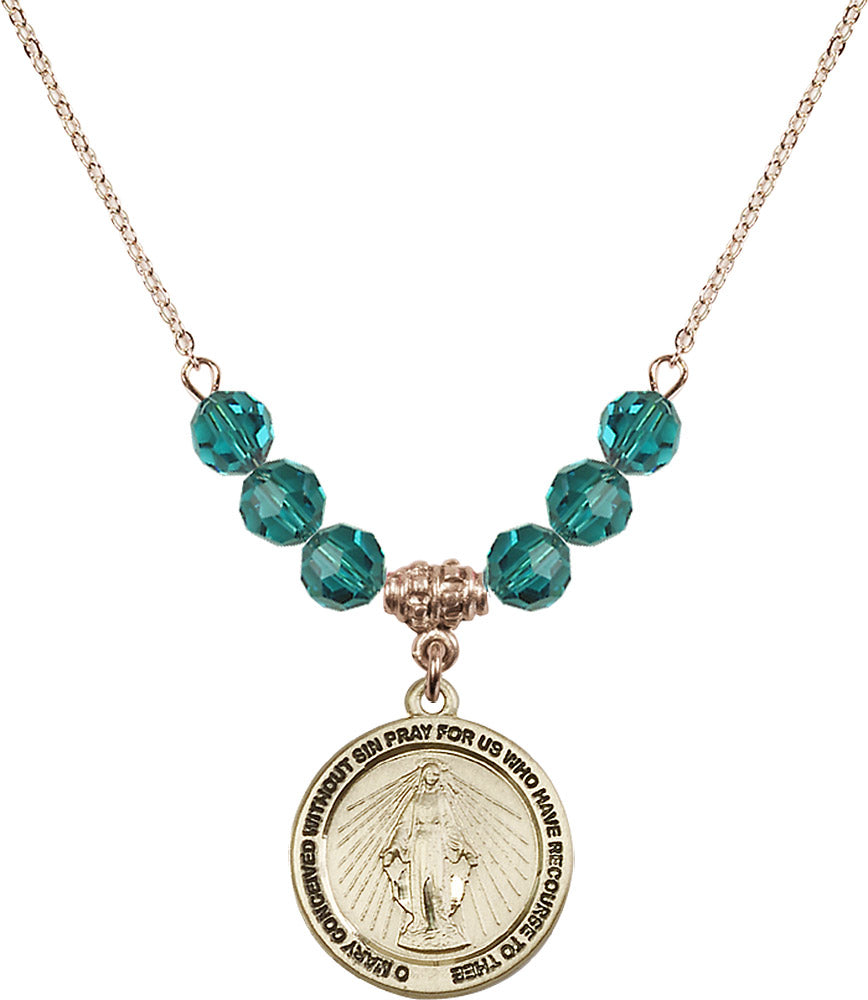 14kt Gold Filled Miraculous Birthstone Necklace with Zircon Beads - 4056