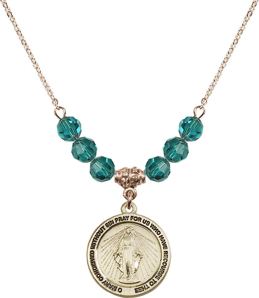 14kt Gold Filled Miraculous Birthstone Necklace with Zircon Beads - 4056
