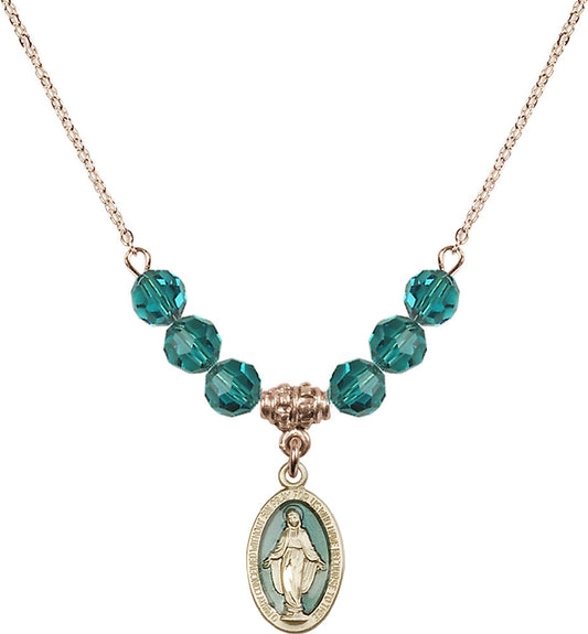 14kt Gold Filled Miraculous Birthstone Necklace with Zircon Beads - 4122