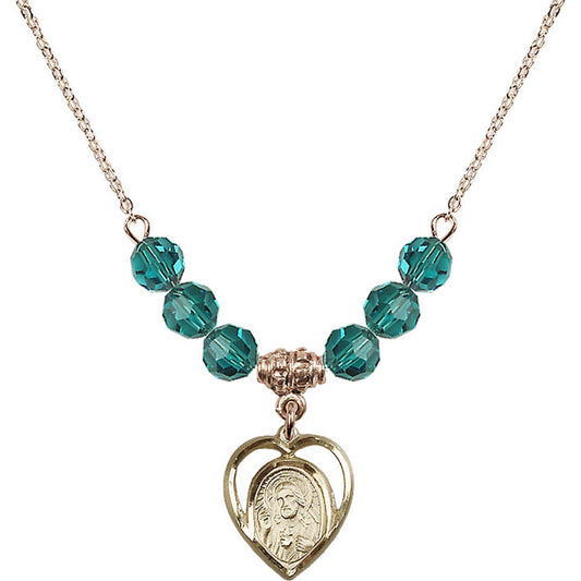 14kt Gold Filled Scapular Birthstone Necklace with Zircon Beads - 4126