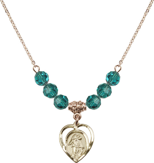 14kt Gold Filled Guardian Angel Birthstone Necklace with Zircon Beads - 4129