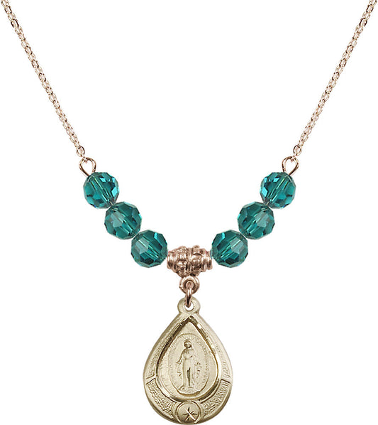 14kt Gold Filled Miraculous Birthstone Necklace with Zircon Beads - 4144