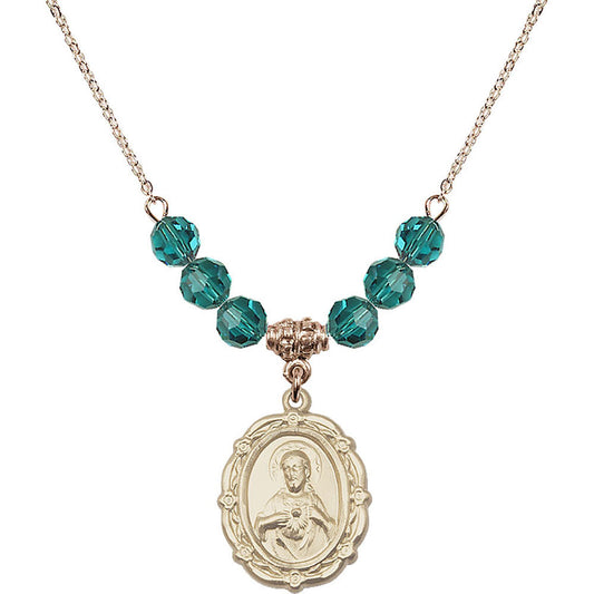 14kt Gold Filled Scapular Birthstone Necklace with Zircon Beads - 4146