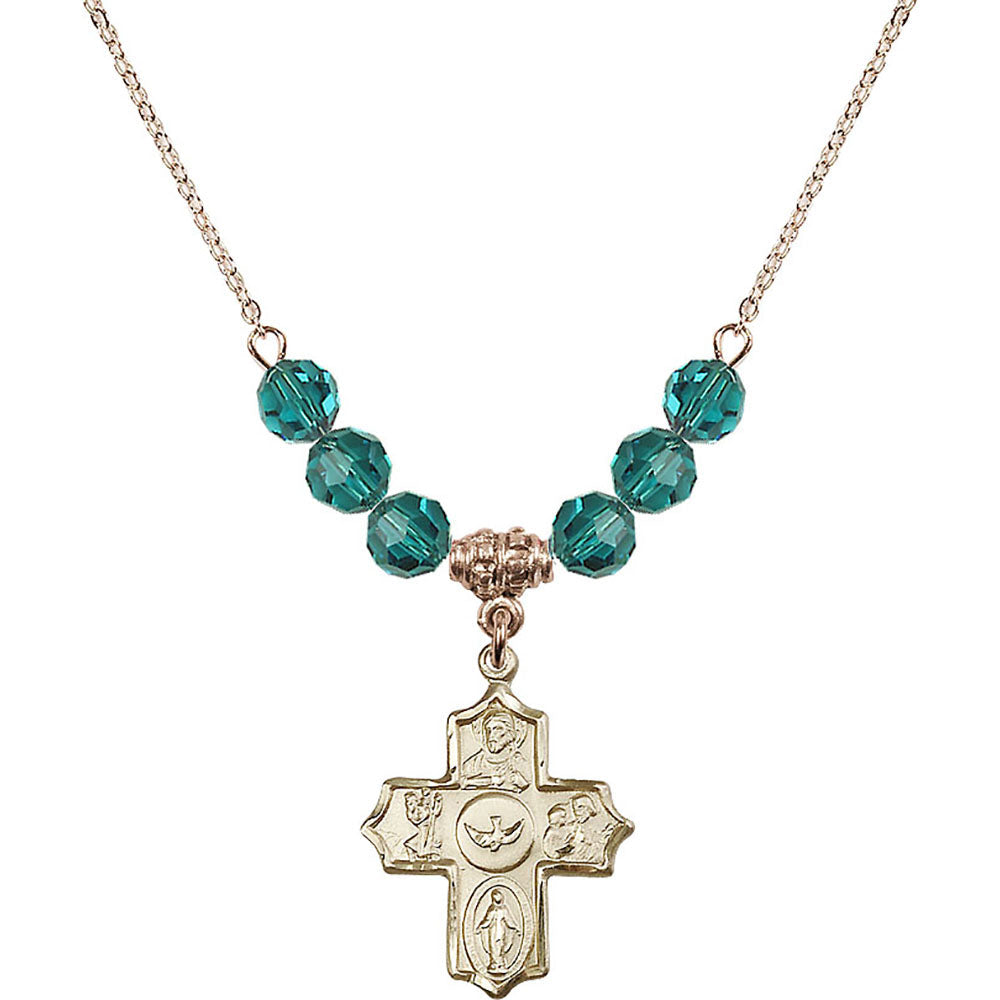 14kt Gold Filled 5-Way Birthstone Necklace with Zircon Beads - 4255