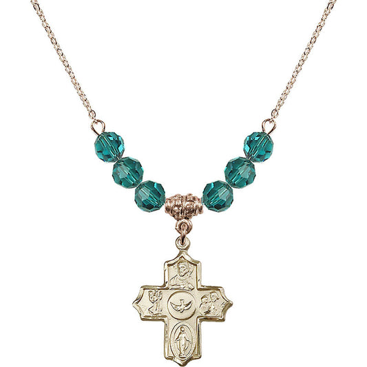 14kt Gold Filled 5-Way Birthstone Necklace with Zircon Beads - 4255