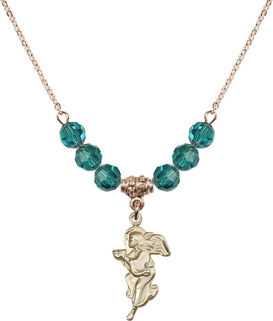 14kt Gold Filled Guardian Angel Birthstone Necklace with Zircon Beads - 4260