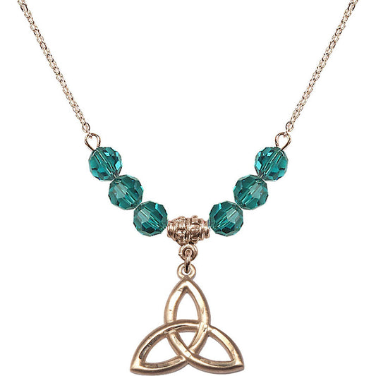 14kt Gold Filled Trinity Irish Knot Birthstone Necklace with Zircon Beads - 5101