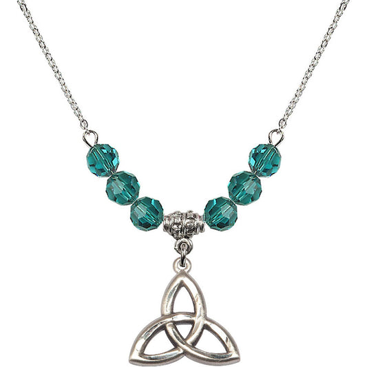 Sterling Silver Trinity Irish Knot Birthstone Necklace with Zircon Beads - 5101