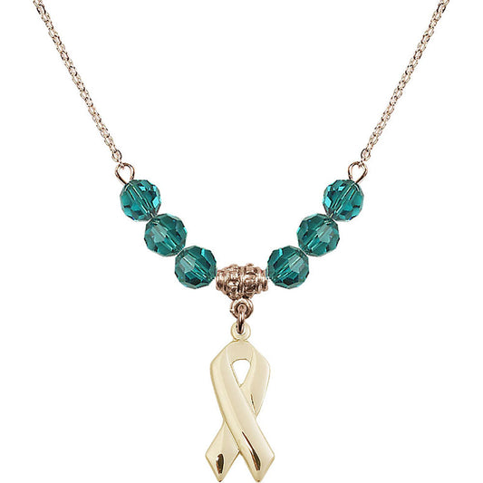 14kt Gold Filled Cancer Awareness Birthstone Necklace with Zircon Beads - 5150