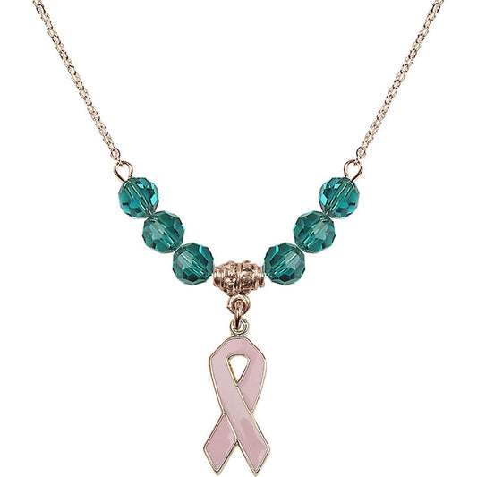 14kt Gold Filled Cancer Awareness Birthstone Necklace with Zircon Beads - 5151