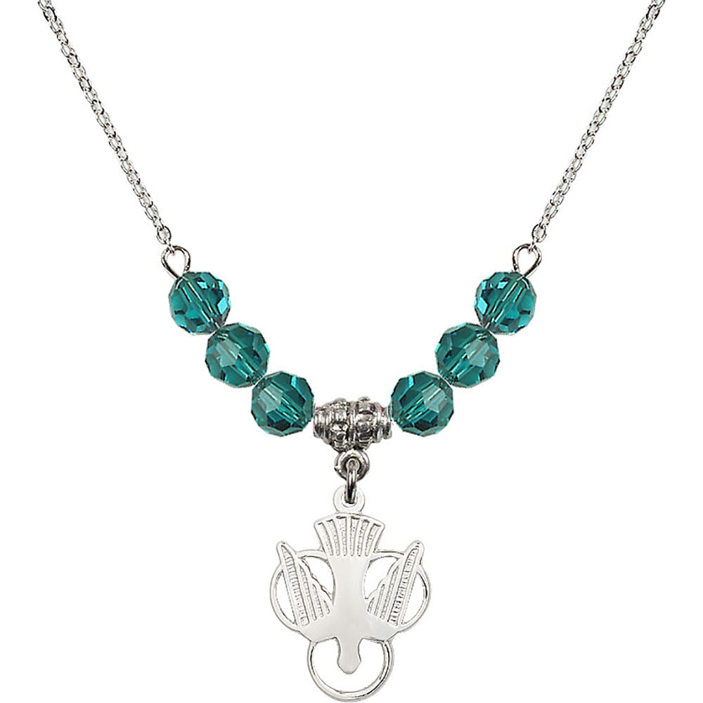 Sterling Silver Holy Spirit Birthstone Necklace with Zircon Beads - 5430