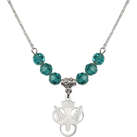 Sterling Silver Holy Spirit Birthstone Necklace with Zircon Beads - 5430