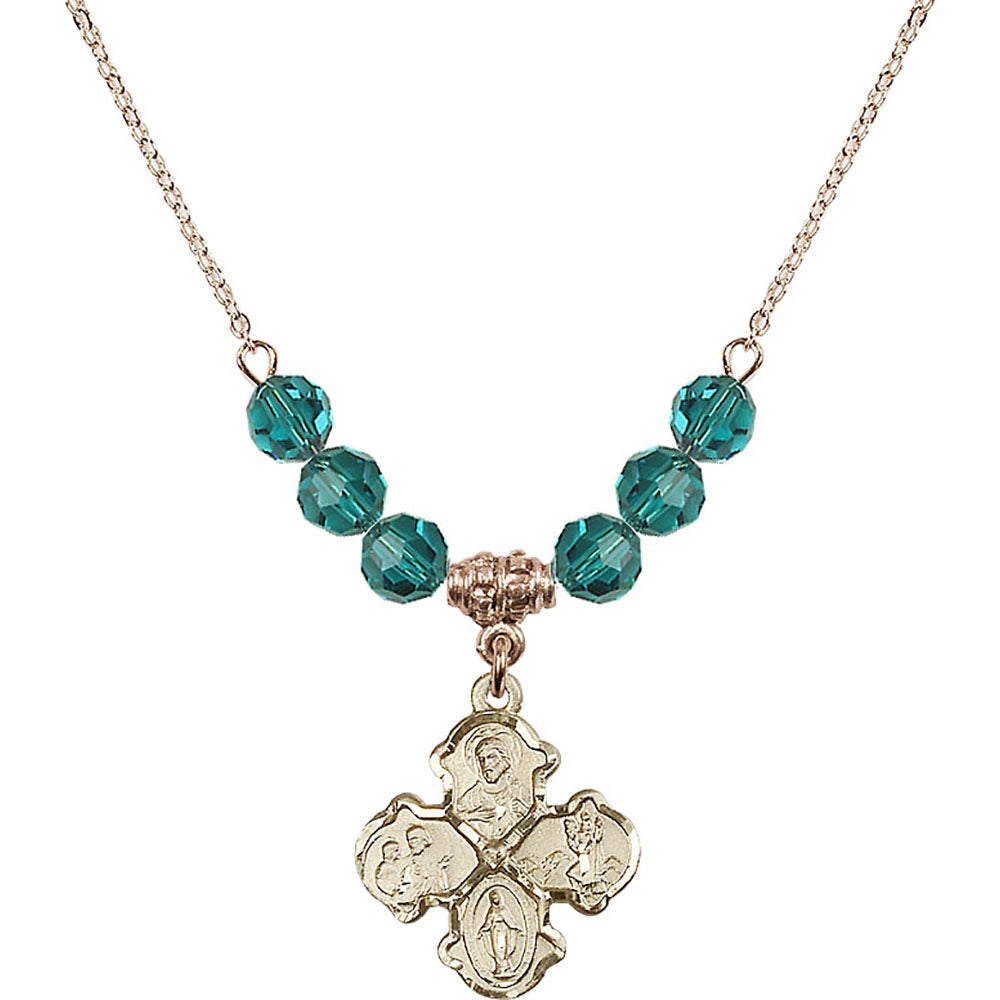 14kt Gold Filled 4-Way Birthstone Necklace with Zircon Beads - 5441