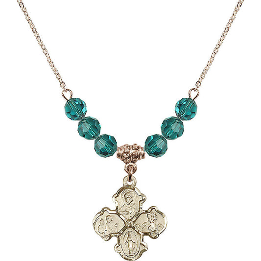 14kt Gold Filled 4-Way Birthstone Necklace with Zircon Beads - 5441