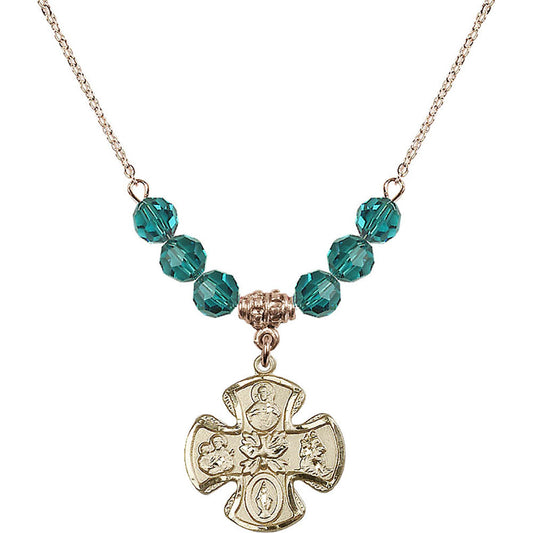 14kt Gold Filled 5-Way Birthstone Necklace with Zircon Beads - 5443