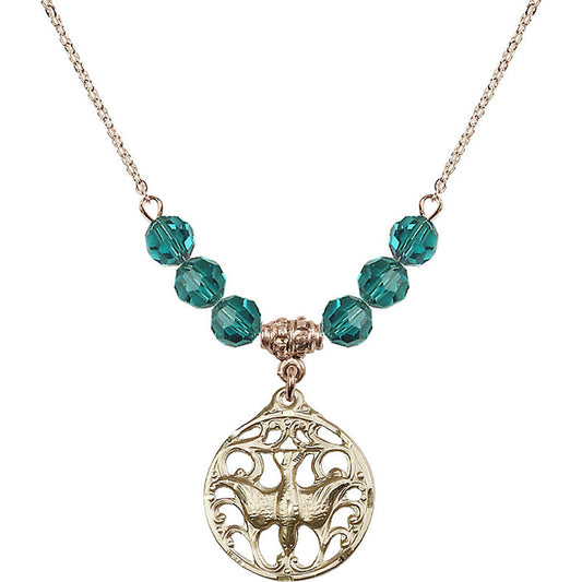 14kt Gold Filled Holy Spirit Birthstone Necklace with Zircon Beads - 5655