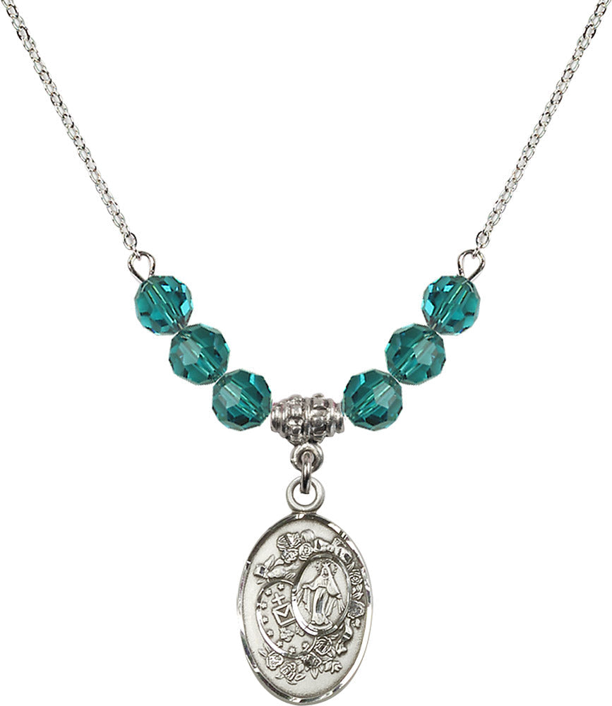 Sterling Silver Miraculous Birthstone Necklace with Zircon Beads - 5682