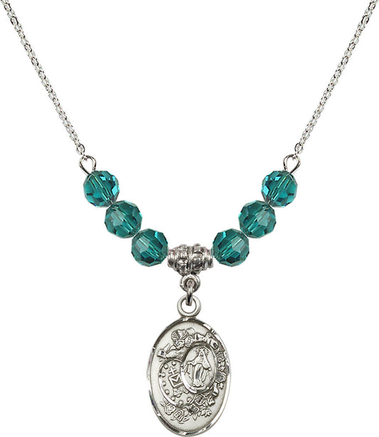 Sterling Silver Miraculous Birthstone Necklace with Zircon Beads - 5682