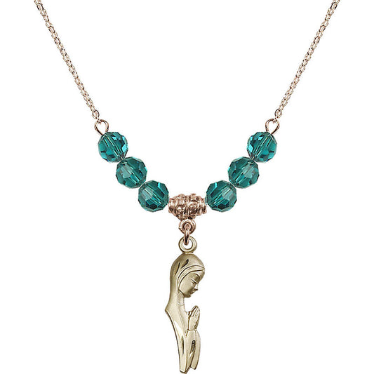 14kt Gold Filled Madonna Birthstone Necklace with Zircon Beads - 5907