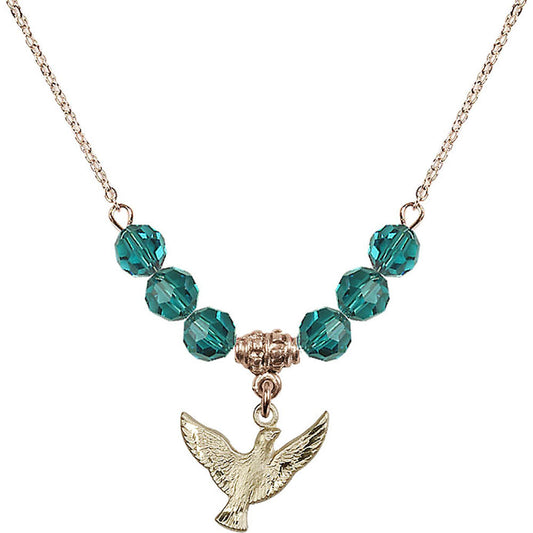 14kt Gold Filled Holy Spirit Birthstone Necklace with Zircon Beads - 5912