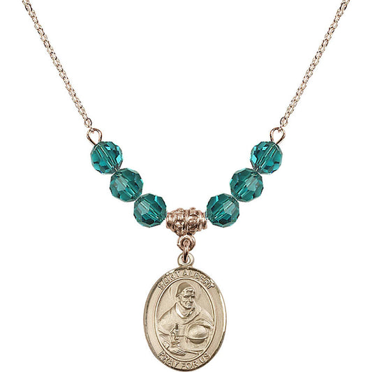 14kt Gold Filled Saint Albert the Great Birthstone Necklace with Zircon Beads - 8001