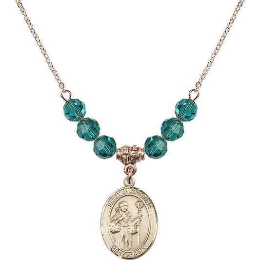 14kt Gold Filled Saint Augustine Birthstone Necklace with Zircon Beads - 8007