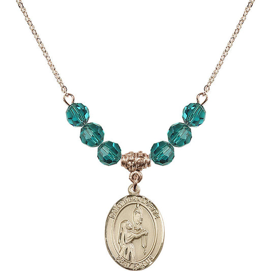 14kt Gold Filled Saint Bernadette Birthstone Necklace with Zircon Beads - 8017
