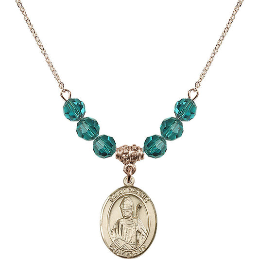 14kt Gold Filled Saint Dennis Birthstone Necklace with Zircon Beads - 8025