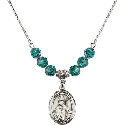 Sterling Silver Saint Dennis Birthstone Necklace with Zircon Beads - 8025