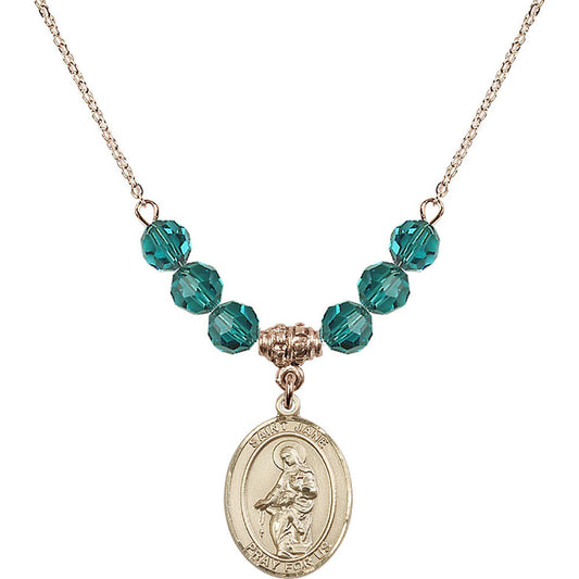 14kt Gold Filled Saint Jane of Valois Birthstone Necklace with Zircon Beads - 8029