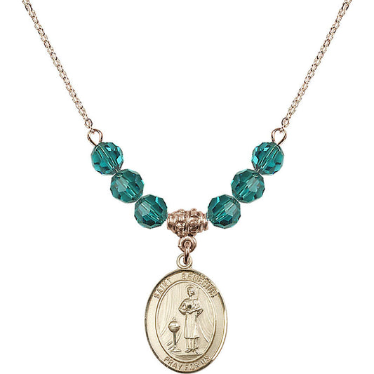 14kt Gold Filled Saint Genesius of Rome Birthstone Necklace with Zircon Beads - 8038