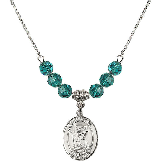 Sterling Silver Saint Helen Birthstone Necklace with Zircon Beads - 8043