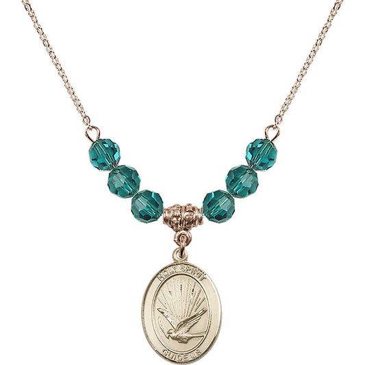 14kt Gold Filled Holy Spirit Birthstone Necklace with Zircon Beads - 8044