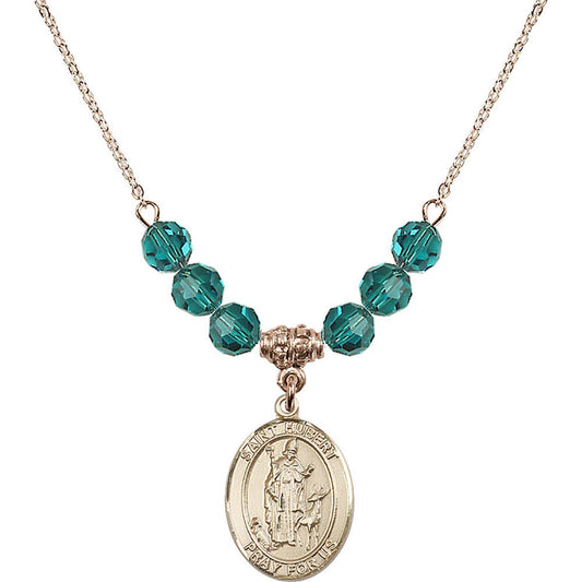 14kt Gold Filled Saint Hubert of Liege Birthstone Necklace with Zircon Beads - 8045