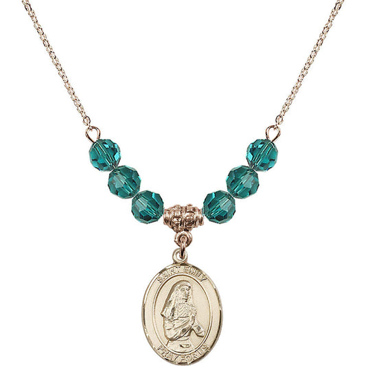 14kt Gold Filled Saint Emily de Vialar Birthstone Necklace with Zircon Beads - 8047