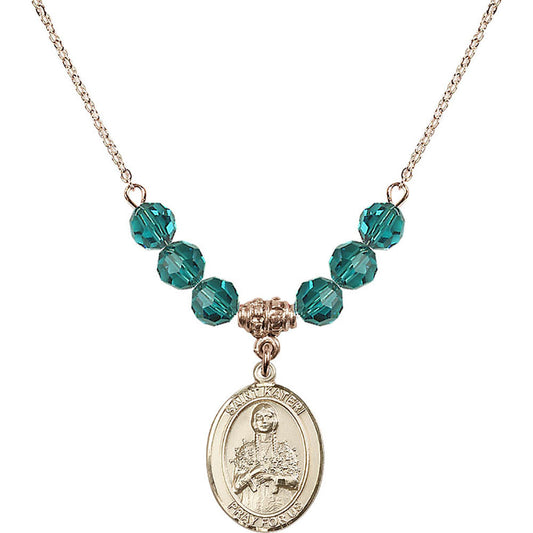 14kt Gold Filled Saint Kateri Tekakwitha Birthstone Necklace with Zircon Beads - 8061