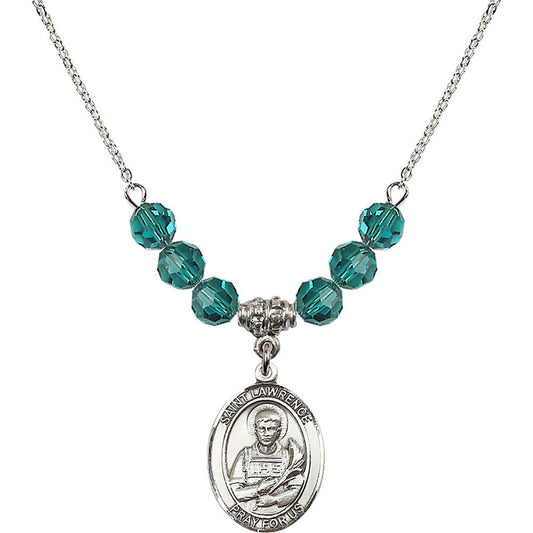 Sterling Silver Saint Lawrence Birthstone Necklace with Zircon Beads - 8063