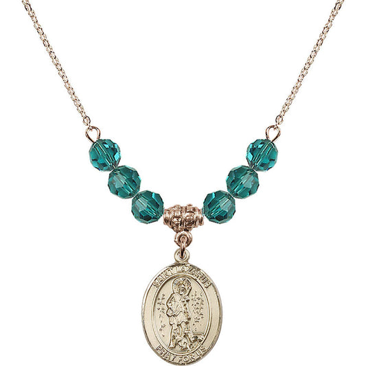 14kt Gold Filled Saint Lazarus Birthstone Necklace with Zircon Beads - 8066