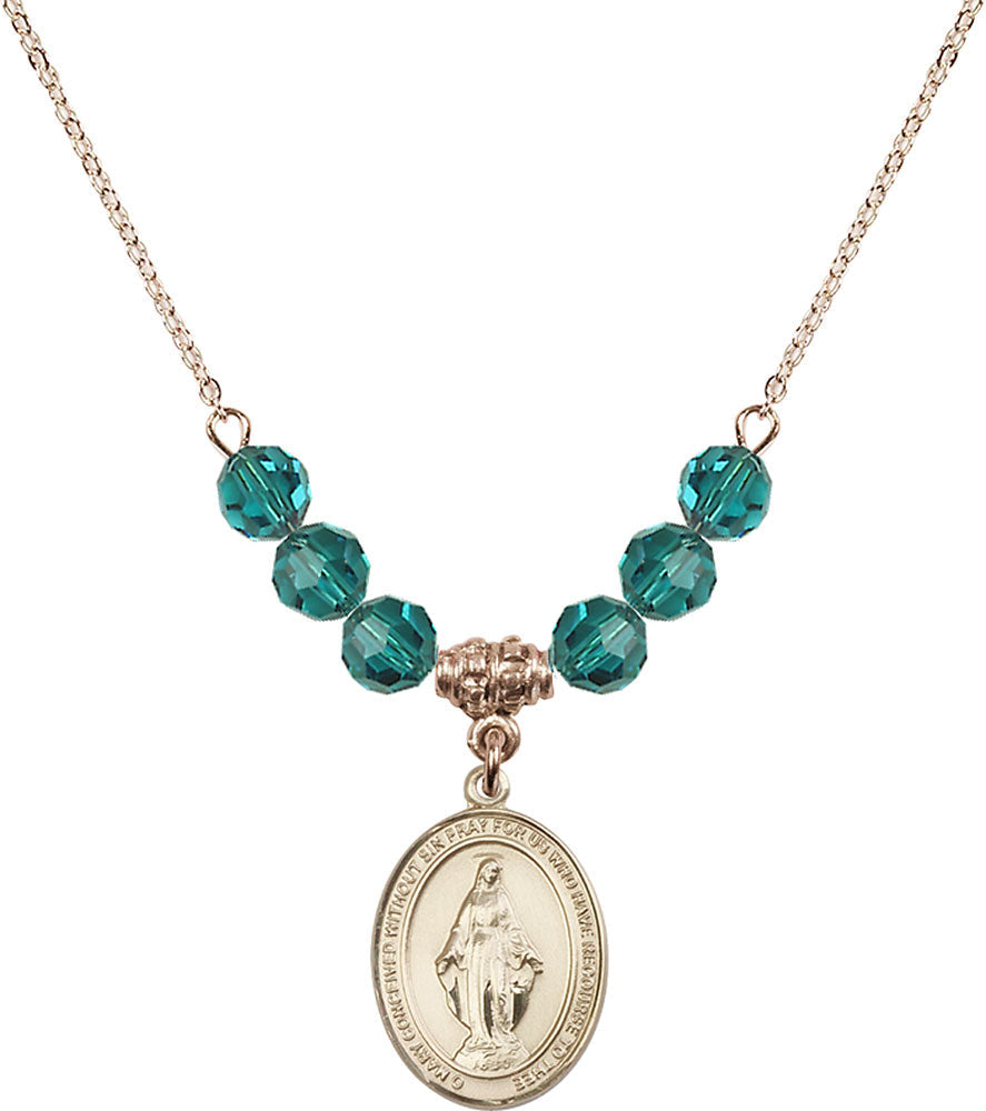 14kt Gold Filled Miraculous Birthstone Necklace with Zircon Beads - 8078